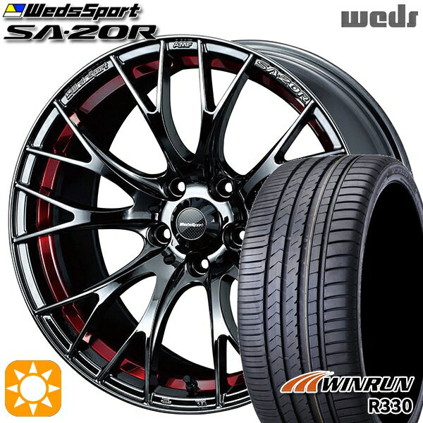 【取付対象】アウトランダー エクストレイル 225/55R18 98V ウィンラン R330 Weds ウェッズスポーツ SA20R RLC（レッドライトクローム） 18インチ 7.5J 5H114.3 サマータイヤホイールセット