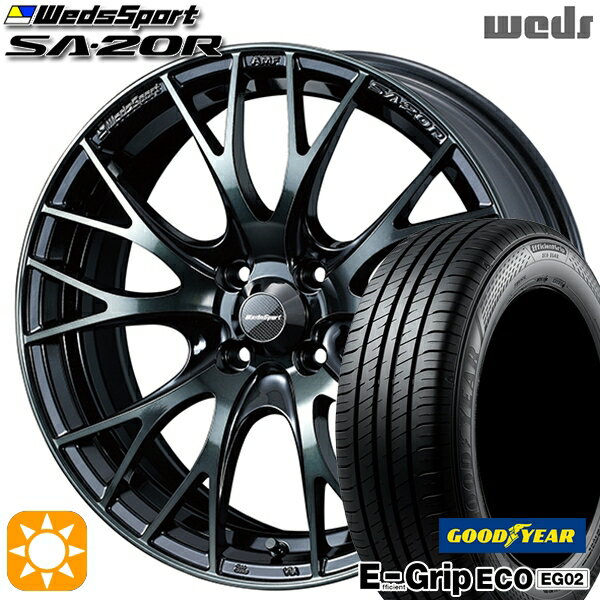 【取付対象】N-BOX 165/50R16 75V グッドイヤー エフィシェントグリップ EG02 Weds ウェッズスポーツ SA20R WBC（ウォースブラッククリアー） 16インチ 5.0J 4H100 サマータイヤホイールセット