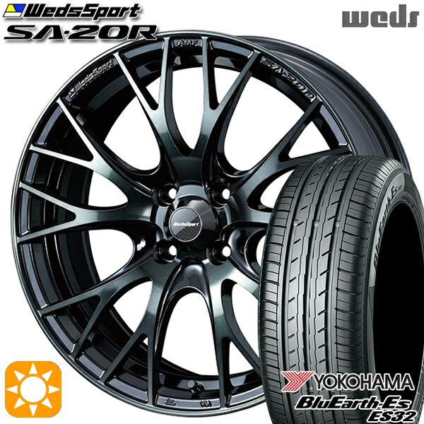 【取付対象】N-BOX ウェイク 165/55R15 75V ヨコハマ ブルーアース ES32 Weds ウェッズスポーツ SA20R WBC（ウォースブラッククリアー） 15インチ 5.0J 4H100 サマータイヤホイールセット