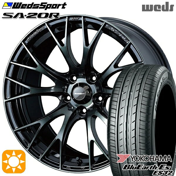 【取付対象】アウトランダー デリカD5 225/55R18 98V ヨコハマ ブルーアース ES32 Weds ウェッズスポーツ SA20R WBC（ウォースブラッククリアー） 18インチ 8.5J 5H114.3 サマータイヤホイールセット