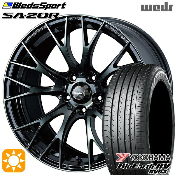 【取付対象】ヴェゼル オデッセイ 215/60R16 95H ヨコハマ ブルーアース RV03 Weds ウェッズスポーツ SA20R WBC（ウォースブラッククリアー） 16インチ 7.0J 5H114.3 サマータイヤホイールセット