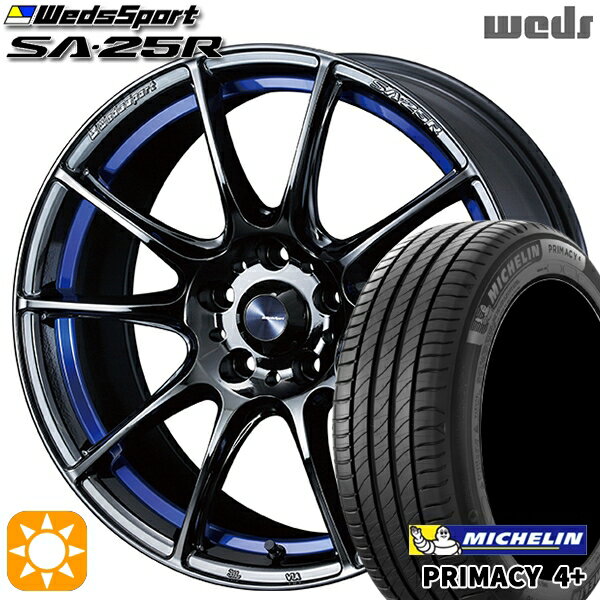 【取付対象】アイシス ノア 215/45R17 91W XL ミシュラン プライマシー4プラス Weds ウェッズスポーツ SA25R BLCII（ブルーライトクロームツー） 17インチ 7.5J 5H114.3 サマータイヤホイールセット