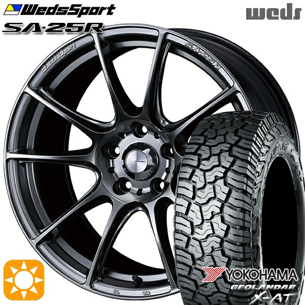 【取付対象】デリカD5 LT215/70R16 100/97Q ヨコハマ ジオランダー X-AT G016 Weds ウェッズスポーツ SA25R PSB (プラチナシルバーブラック) 16インチ 7.0J 5H114.3 サマータイヤホイールセット