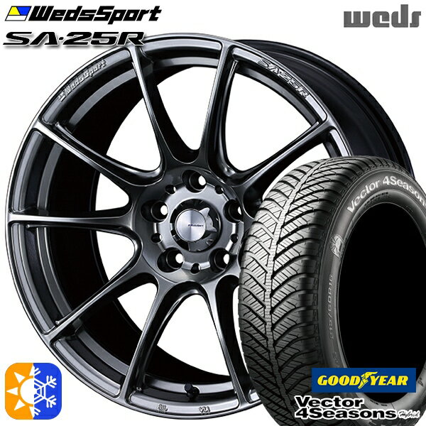 アイシス ノア 215/45R17 91H XL グッドイヤー ベクター フォーシーズンズ Weds ウェッズスポーツ SA25R 17インチ 7.0J 5H114.3 PSB (プラチナシルバーブラック) オールシーズンタイヤホイールセット