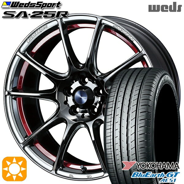 5/15ポイント5倍★215/40R18 89W XL ヨコハマ ブルーアースGT AE51 Weds ウェッズスポーツ SA25R RLC (レッドライトクローム) 18インチ 7.0J 5H100 サマータイヤホイールセット