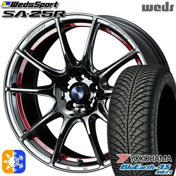 225/45R18 95Y XL ヨコハマ ブルーアース 4S AW21 Weds ウェッズスポーツ SA25R RLC (レッドライトクローム) 18インチ 7.5J 5H114.3 オールシーズンタイヤホイールセット