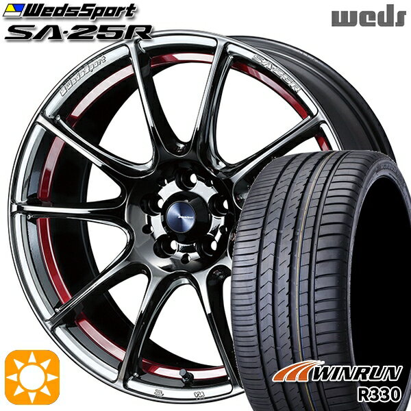 【取付対象】マークX スカイライン 225/45R18 95W XL ウィンラン R330 Weds ウェッズスポーツ SA25R RLC (レッドライトクローム) 18インチ 8.0J 5H114.3 サマータイヤホイールセット