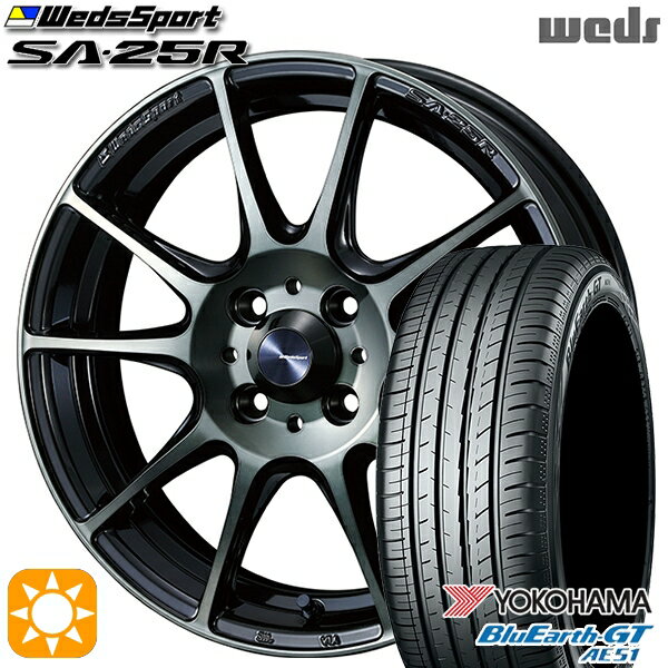 5/15ポイント5倍★195/45R16 84V XL ヨコハマ ブルーアースGT AE51 Weds ウェッズスポーツ SA25R WBC (ウォースブラッククリアー) 16インチ 6.5J 4H100 サマータイヤホイールセット