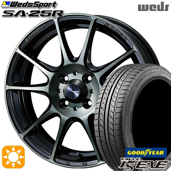 5/15ポイント5倍★195/45R16 84W XL グッドイヤー イーグル LSEXE Weds ウェッズスポーツ SA25R WBC (ウォースブラッククリアー) 16インチ 6.5J 4H100 サマータイヤホイールセット