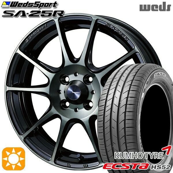 5/15ポイント5倍★195/45R16 84V XL クムホ エクスタ HS52 Weds ウェッズスポーツ SA25R WBC (ウォースブラッククリアー) 16インチ 6.5J 4H100 サマータイヤホイールセット