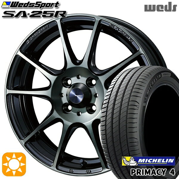 【取付対象】フィット アクア 185/60R15 88H XL ミシュラン プライマシー4 Weds ウェッズスポーツ SA25R WBC (ウォースブラッククリアー) 15インチ 6.0J 4H100 サマータイヤホイールセット