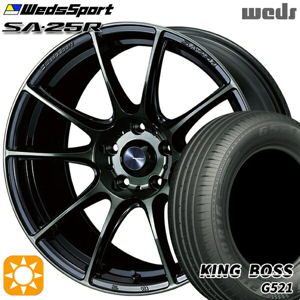 【取付対象】205/60R16 92V キングボス G521 Weds ウェッズスポーツ SA25R WBC (ウォースブラッククリアー) 16インチ 7.0J 5H114.3 サマータイヤホイールセット