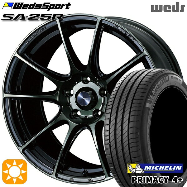 【取付対象】215/55R17 98W XL ミシュラン プライマシー4プラス Weds ウェッズスポーツ SA25R WBC (ウォースブラッククリアー) 17インチ 7.0J 5H114.3 サマータイヤホイールセット