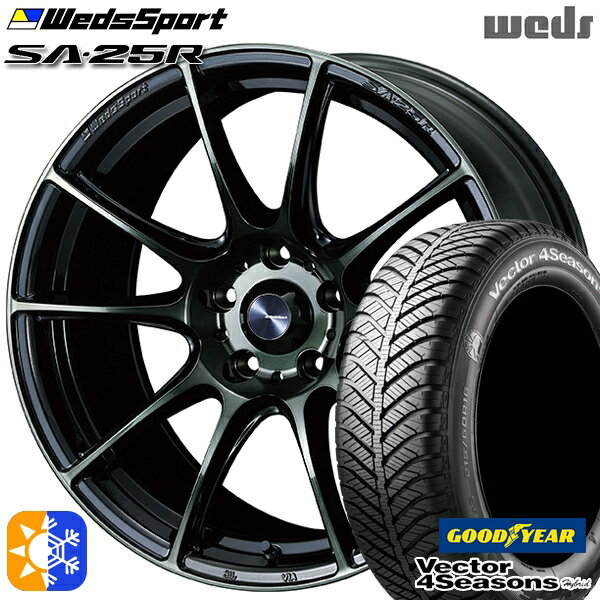 225/45R18 91H グッドイヤー ベクター フォーシーズンズ Weds ウェッズスポーツ SA25R 18インチ 7.5J 5H114.3 WBC(ウォースブラッククリアー) オールシーズンタイヤホイールセット