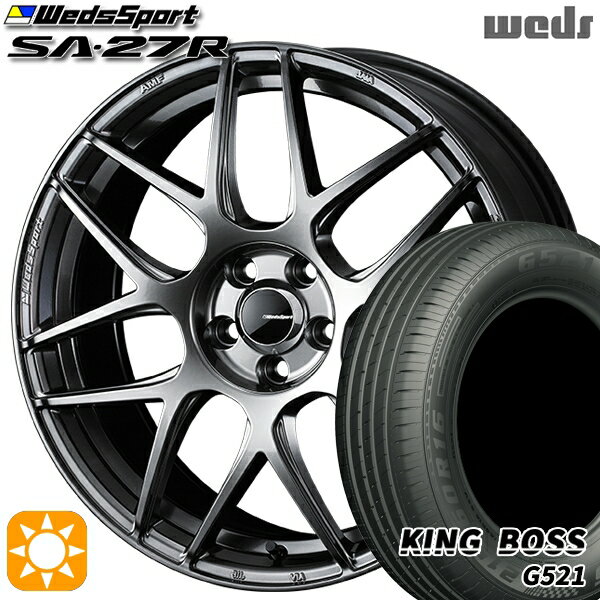 【取付対象】フィット アクア 185/60R15 84H キングボス G521 Weds ウェッズスポーツ SA27R PSB（プラチナシルバーブラック） 15インチ 6.0J 4H100 サマータイヤホイールセット