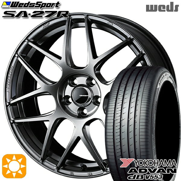 【取付対象】フィット アクア 185/60R15 84H ヨコハマ アドバンデシベル V553 Weds ウェッズスポーツ SA27R PSB（プラチナシルバーブラック） 15インチ 6.0J 4H100 サマータイヤホイールセット