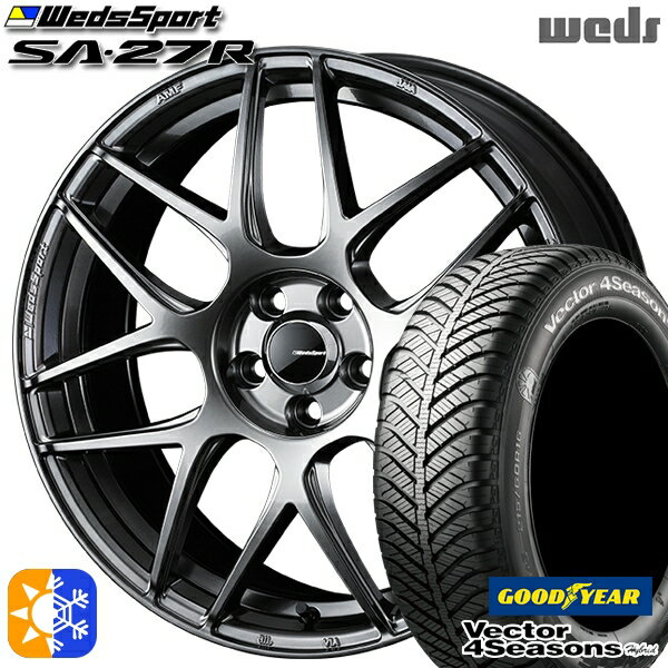 175/65R15 84H グッドイヤー ベクター フォーシーズンズ Weds ウェッズスポーツ SA27R PSB（プラチナシルバーブラック） 15インチ 6.0J 4H100 オールシーズンタイヤホイールセット