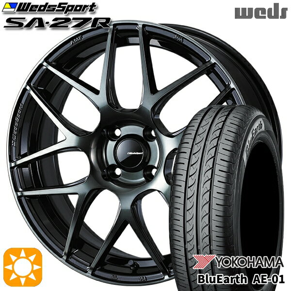 【取付対象】165/50R15 73V ヨコハマ ブルーアース AE01 Weds ウェッズスポーツ SA27R WBC（ウォースブラッククリアー） 15インチ 5.0J 4H100 サマータイヤホイールセット