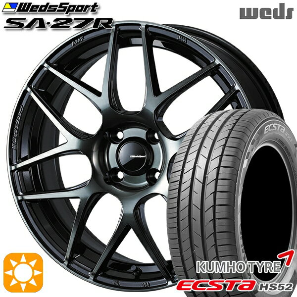 【取付対象】195/45R16 84V XL クムホ エクスタ HS52 Weds ウェッズスポーツ SA27R WBC（ウォースブラッククリアー） 16インチ 6.5J 4H100 サマータイヤホイールセット