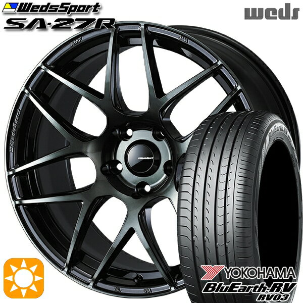 【取付対象】215/45R17 91W XL ヨコハマ ブルーアース RV03 Weds ウェッズスポーツ SA27R WBC（ウォースブラッククリアー） 17インチ 7.0J 5H114.3 サマータイヤホイールセット