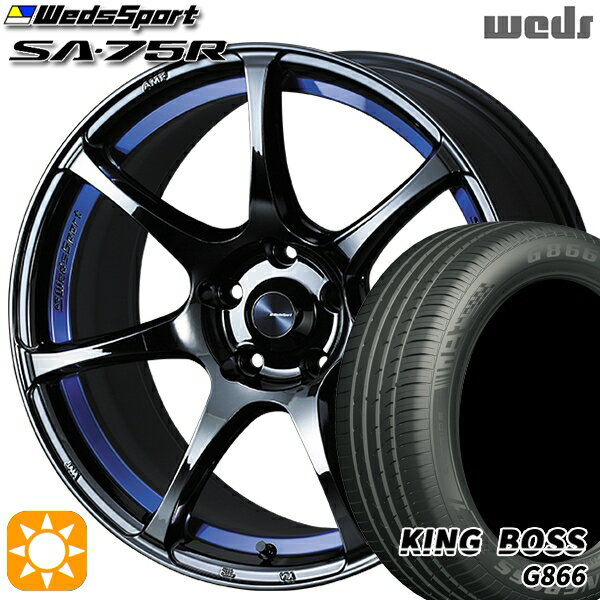 【取付対象】225/45R18 95W XL キングボス G866 Weds ウェッズスポーツ SA75R BLCII（ブルーライトクロームツー） 18インチ 7.5J 5H114.3 サマータイヤホイールセット