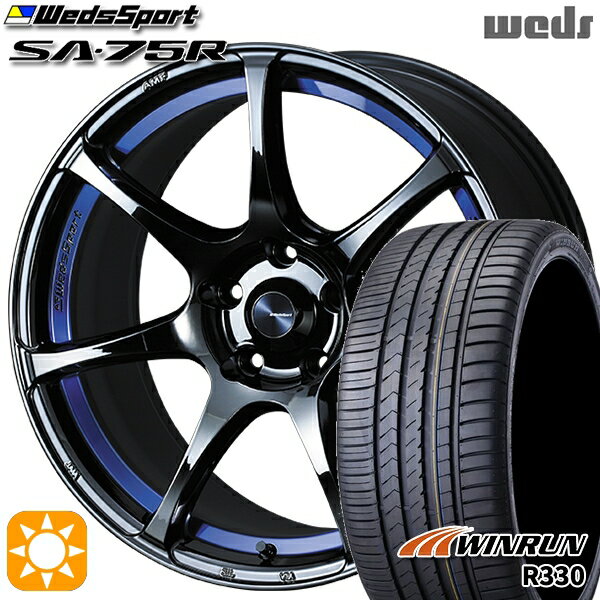 【取付対象】ジェイド アクセラ 225/40R18 92W XL ウィンラン R330 Weds ウェッズスポーツ SA75R BLCII（ブルーライトクロームツー） 18インチ 7.5J 5H114.3 サマータイヤホイールセット