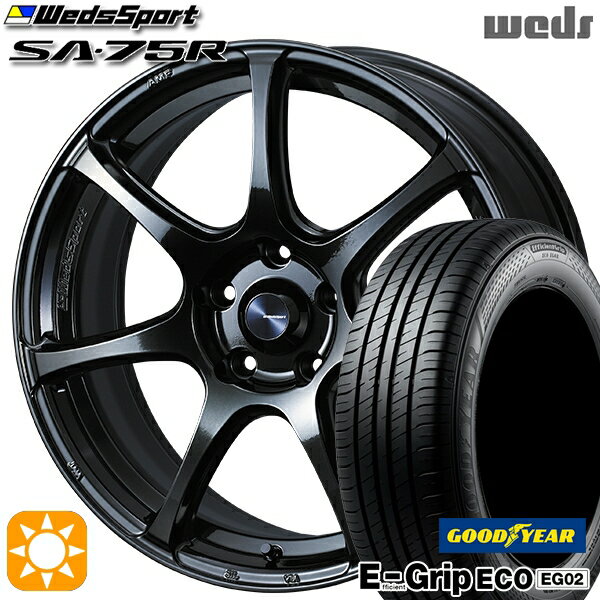 【取付対象】N-BOX 165/50R16 75V グッドイヤー エフィシェントグリップ EG02 Weds ウェッズスポーツ SA75R HBCII (ハイパーブラッククリアツー 16インチ 5.0J 4H100 サマータイヤホイールセット
