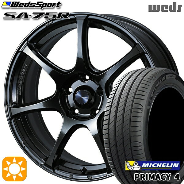 【取付対象】フィット アクア 185/60R15 88H XL ミシュラン プライマシー4 Weds ウェッズスポーツ SA75R HBCII (ハイパーブラッククリアツー 15インチ 6.0J 4H100 サマータイヤホイールセット