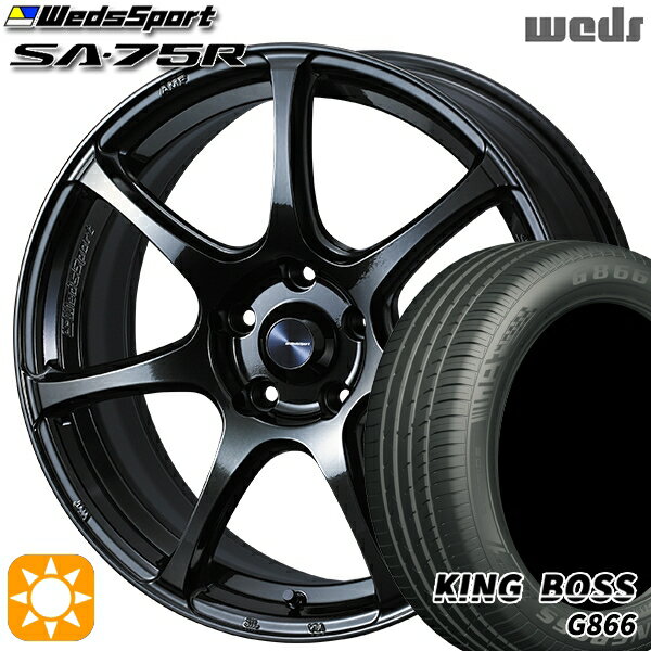 【取付対象】215/55R17 98W XL キングボス G866 Weds ウェッズスポーツ SA75R HBCII (ハイパーブラッククリアツー 17インチ 7.0J 5H100 サマータイヤホイールセット