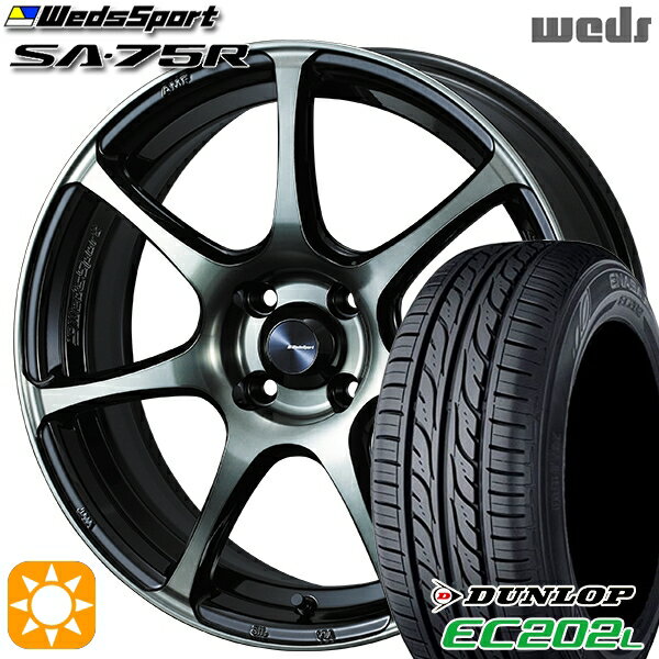 【取付対象】フィット アクア 185/60R15 84H ダンロップ エナセーブ EC202L Weds ウェッズスポーツ SA75R WBC (ウォースブラッククリアー) 15インチ 6.0J 4H100 サマータイヤホイールセット