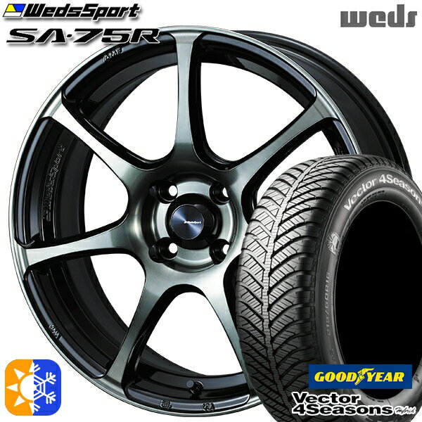 フィット アクア 175/65R15 84H グッドイヤー ベクター フォーシーズンズ Weds ウェッズスポーツ SA75R 15インチ 6.0J 4H100 WBC (ウォースブラッククリアー) オールシーズンタイヤホイールセット