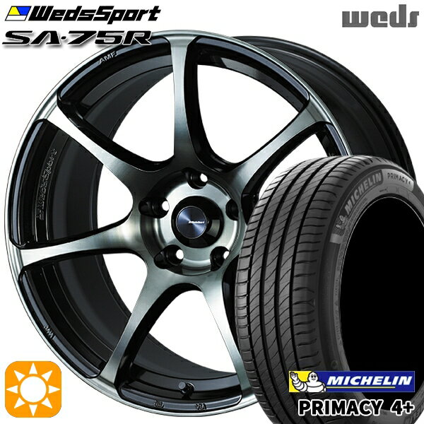 【取付対象】アウトランダー デリカD5 225/55R18 98V ミシュラン プライマシー4プラス Weds ウェッズスポーツ SA75R WBC (ウォースブラッククリアー) 18インチ 7.5J 5H114.3 サマータイヤホイールセット