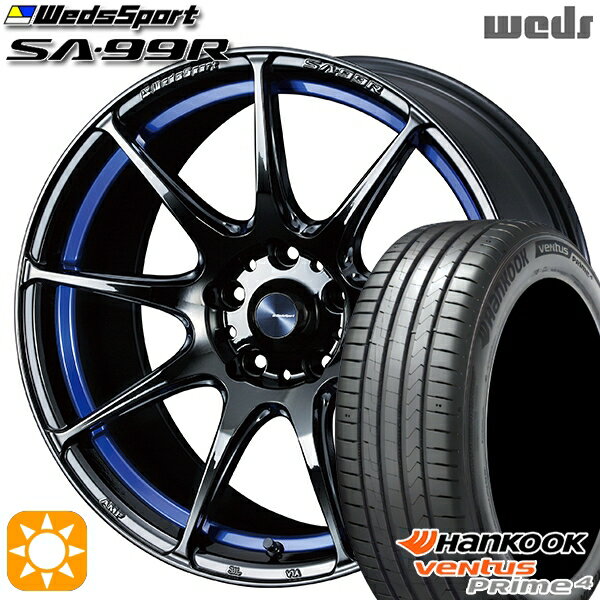 【取付対象】215/50R17 95W XL ハンコック veNtus PRime4 K135 Weds ウェッズスポーツ SA99R BLCII (ブルーライトクロームツー) 17インチ 7.5J 5H100 サマータイヤホイールセット