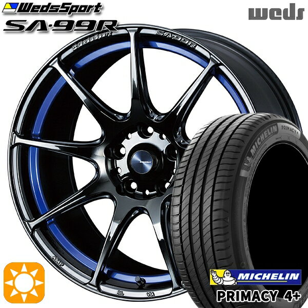 【取付対象】アウトランダー デリカD5 225/55R18 98V ミシュラン プライマシー4プラス Weds ウェッズスポーツ SA99R BLCII (ブルーライトクロームツー) 18インチ 7.5J 5H114.3 サマータイヤホイールセット