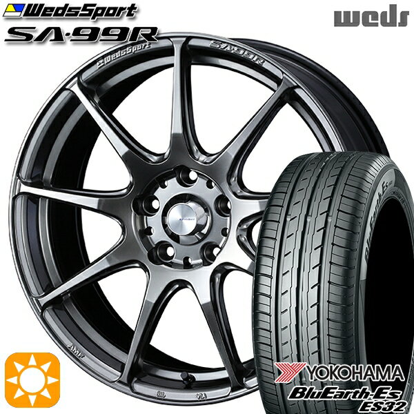 【取付対象】N-BOX ウェイク 165/55R15 75V ヨコハマ ブルーアース ES32 Weds ウェッズスポーツ SA99R PSB (プラチナシルバーブラック) 15インチ 5.0J 4H100 サマータイヤホイールセット