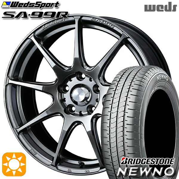 【取付対象】185/55R16 83V ブリヂストン ニューノ Weds ウェッズスポーツ SA99R PSB (プラチナシルバーブラック) 16インチ 6.5J 4H100 サマータイヤホイールセット
