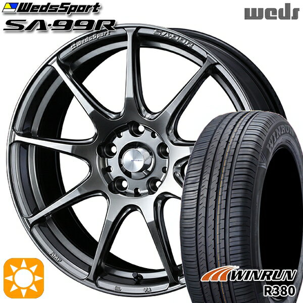 【取付対象】マツダ6 エクストレイル 225/60R18 104V XL ウィンラン R380 Weds ウェッズスポーツ SA99R PSB (プラチナシルバーブラック) 18インチ 8.0J 5H114.3 サマータイヤホイールセット