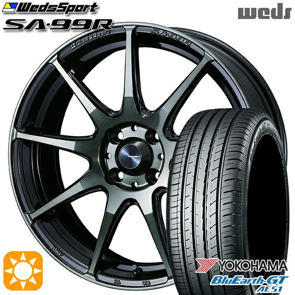 【取付対象】195/45R16 84V XL ヨコハマ ブルーアースGT AE51 Weds ウェッズスポーツ SA99R WBC（ウォースブラッククリアー） 16インチ 6.5J 4H100 サマータイヤホイールセット