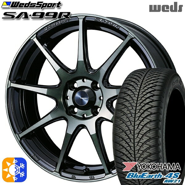 マツダ2 ノート 185/65R15 88H ヨコハマ ブルーアース 4S AW21 Weds ウェッズスポーツ SA99R WBC（ウォースブラッククリアー） 15インチ 6.0J 4H100 オールシーズンタイヤホイールセット