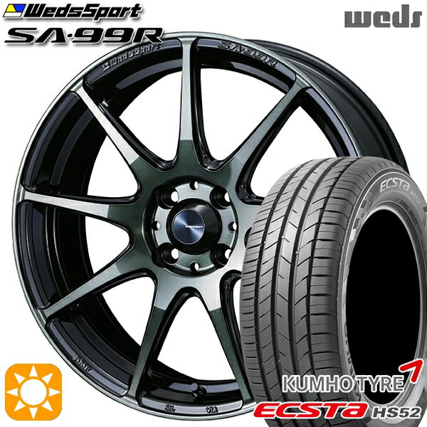【取付対象】195/45R16 84V XL クムホ エクスタ HS52 Weds ウェッズスポーツ SA99R WBC（ウォースブラッククリアー） 16インチ 6.5J 4H100 サマータイヤホイールセット