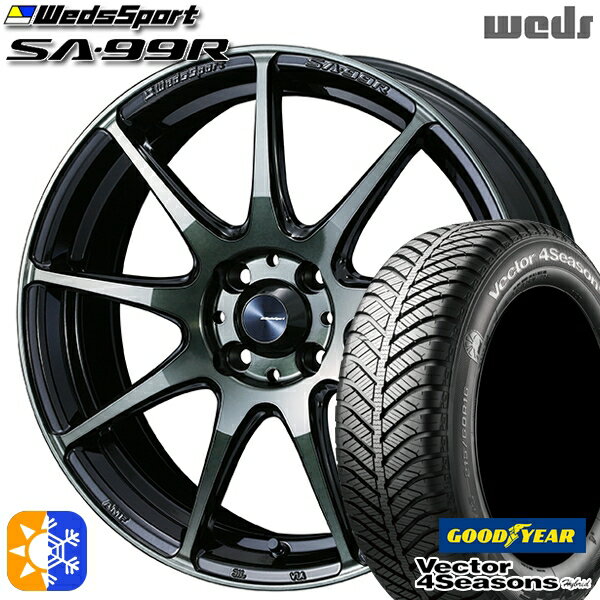 フィット アクア 185/60R15 84H グッドイヤー ベクター フォーシーズンズ Weds ウェッズスポーツ SA99R 15インチ 6.0J 4H100 WBC (ウォースブラッククリアー) オールシーズンタイヤホイールセット