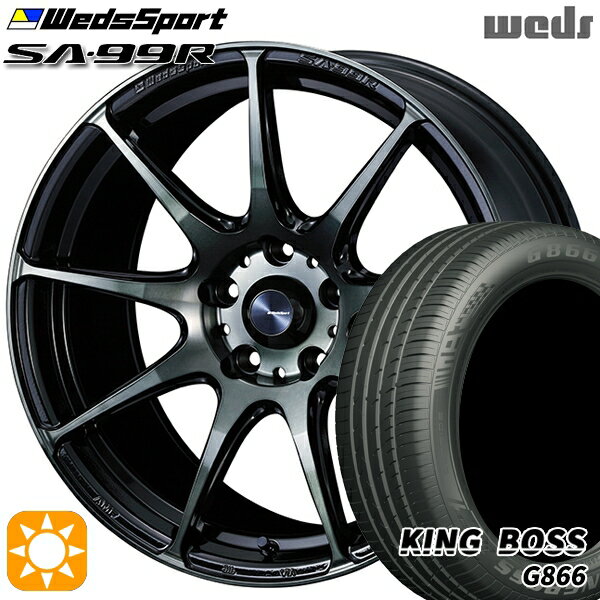 最大2,000円OFFクーポン★プリウス カローラツーリング 215/45R17 91W XL キングボス G866 Weds ウェッズスポーツ SA99R WBC（ウォースブラッククリアー） 17インチ 7.0J 5H100 サマータイヤホイールセット