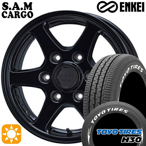 【取付対象】215/60R17 109/107R トーヨー H30 ホワイトレター ENKEI S.A.M カーゴ ブラック 17インチ 6.5J 6H139.7 サマータイヤホイールセット