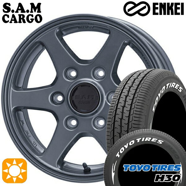 【取付対象】215/65R16 109/107R トーヨー H30 ホワイトレター ENKEI S.A.M カーゴ ガンメタリック 16インチ 6.5J 6H139.7 サマータイヤホイールセット