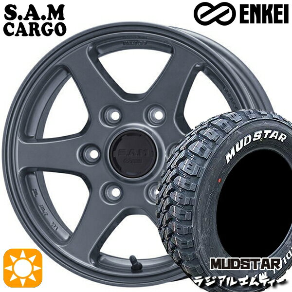 【取付対象】215/60R17 109/107R マッドスター ラジアル M/T ホワイトレター ENKEI S.A.M カーゴ ガンメタリック 17インチ 6.5J 6H139.7 サマータイヤホイールセット
