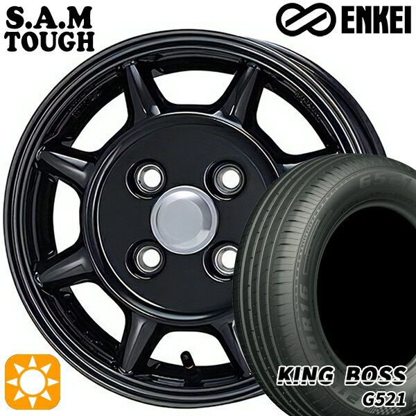 【取付対象】165/65R13 77T キングボス G521 ENKEI S.A.M タフ ブラック 13インチ 4.5J 4H100 サマータイヤホイールセット