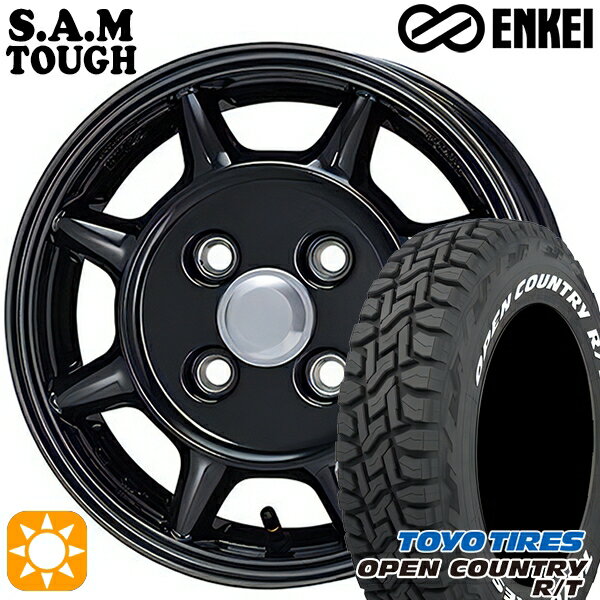 【取付対象】155/65R14 75Q WL トーヨー オープンカントリー R/T ホワイトレター ENKEI S.A.M タフ ブラック 14インチ 5.0J 4H100 サマータイヤホイールセット