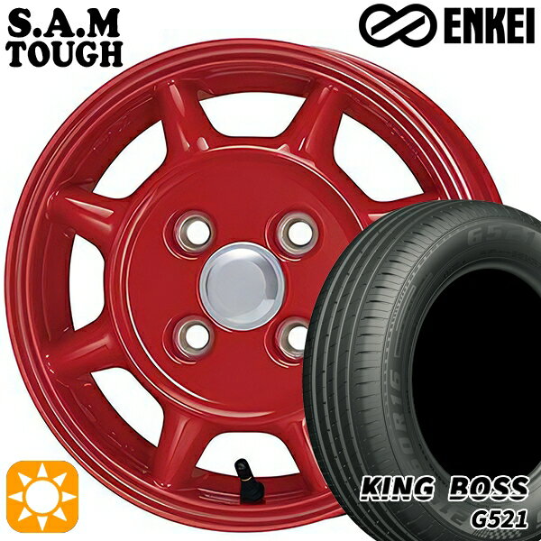 【取付対象】165/65R13 77T キングボス G521 ENKEI S.A.M タフ レッド 13インチ 4.5J 4H100 サマータイヤホイールセット