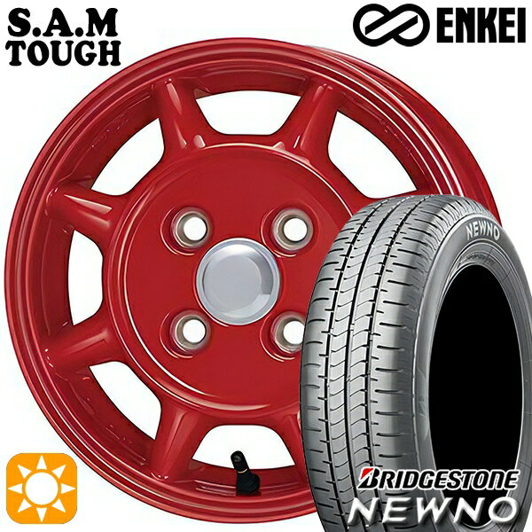 【取付対象】165/60R14 75H ブリヂストン ニューノ ENKEI S.A.M タフ レッド 14インチ 5.0J 4H100 サマータイヤホイールセット