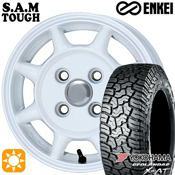 【取付対象】アゲトラ 155/65R14 ヨコハマ ジオランダーX-AT G016 ENKEI S.A.M タフ ホワイト 14インチ 4.5J 4H100 サマータイヤホイールセット